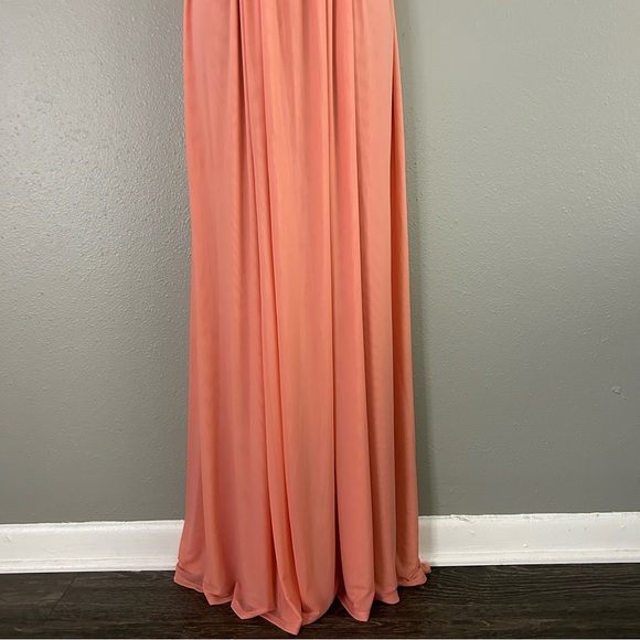 Staud Pink Peach Reversible Mesh Colorblock Kanha Halter Maxi Dress Size S Guava - Picture 4 of 10